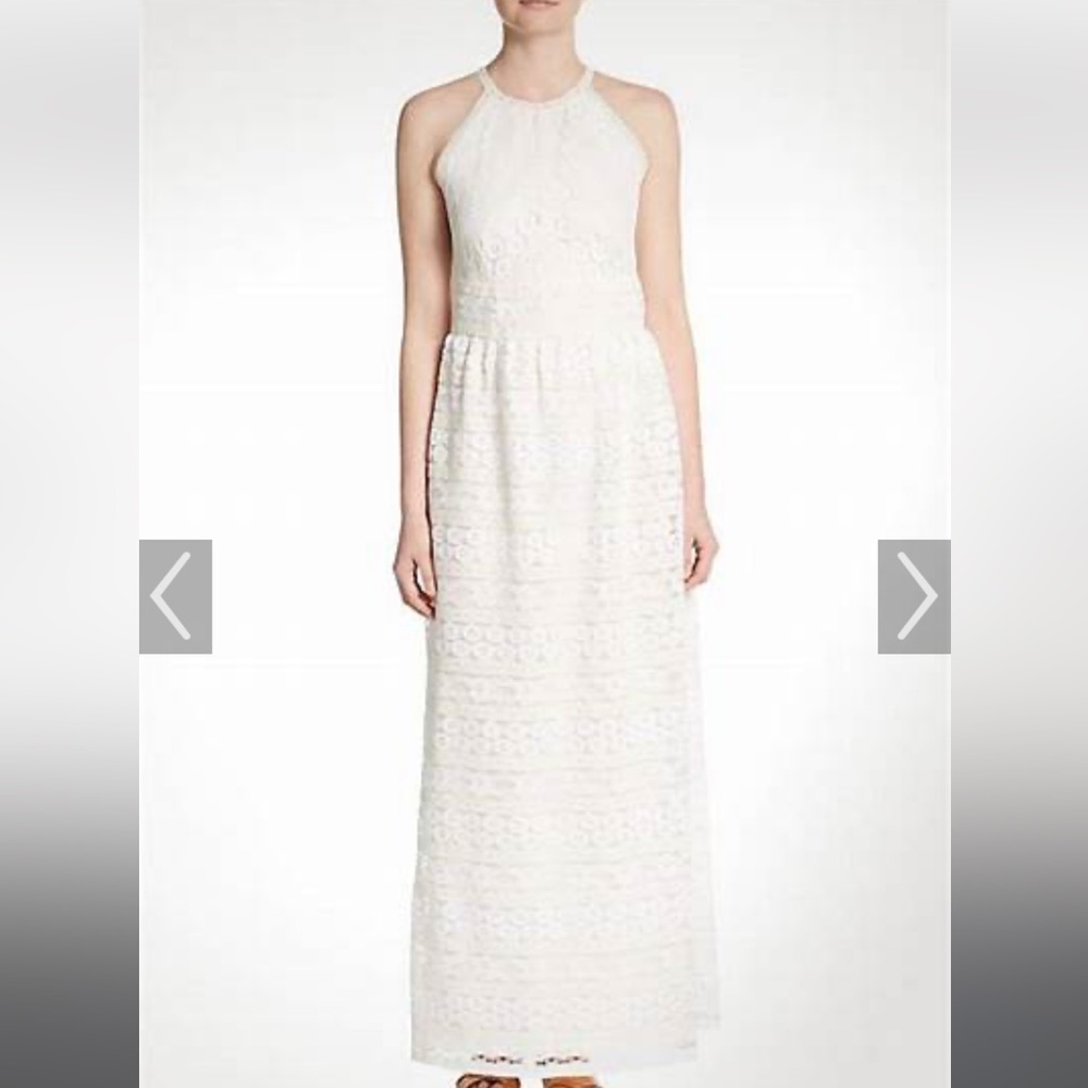 Max Studio Ivory Lace Halter Maxi Dress Size M